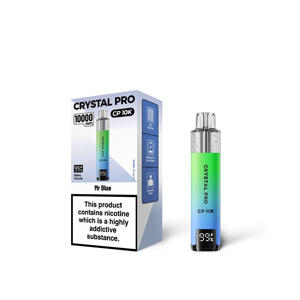 Crystal Pro 10000 CP10K Prefilled Pod Kit Box of 5, Mr Blue Flavour