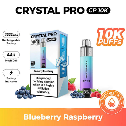 Crystal Pro CP 10K Puffs, Blueberry Raspberry Flavor