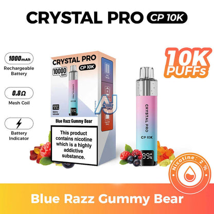 Crystal Pro CP 10K Puffs, Blue Razz Gummy Bear Flavor