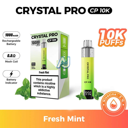Crystal Pro CP 10K Puffs, Fresh Mint Flavor