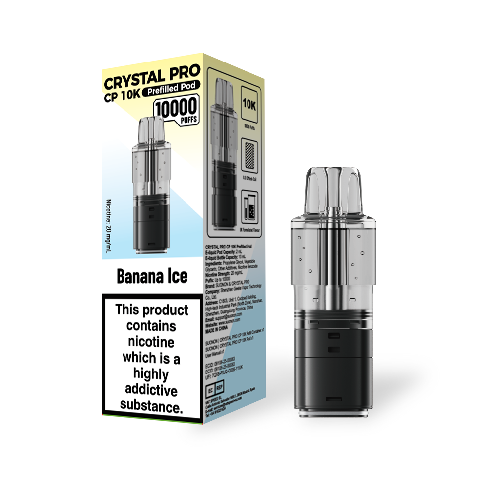 Crystal Pro CP 10k Replacement Pods Box f 5, Banana Ice Flavour  