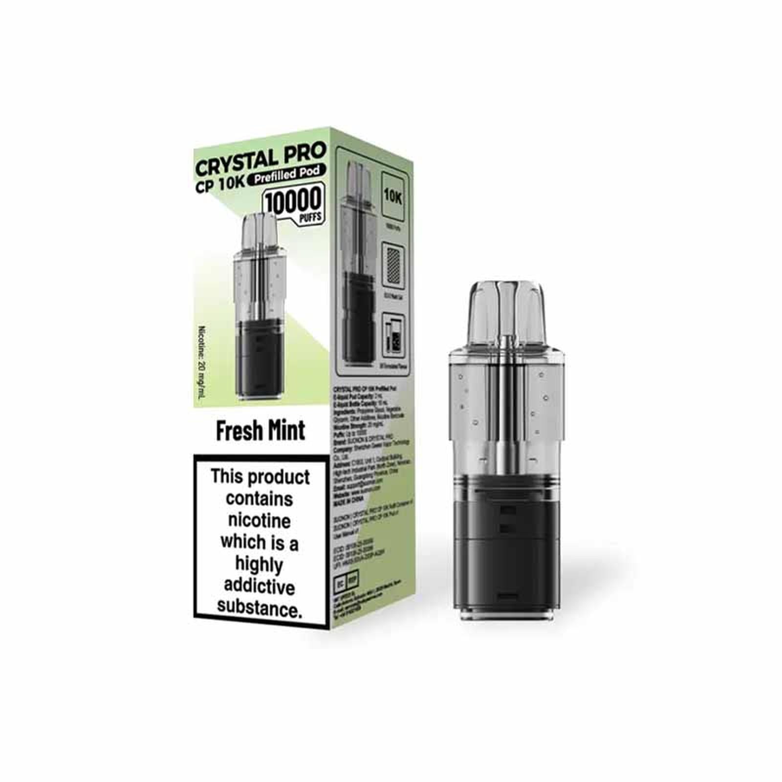 CRYSTAL PRO CP10K Prefilled Replacement Pod, Fresh Mint Flavour