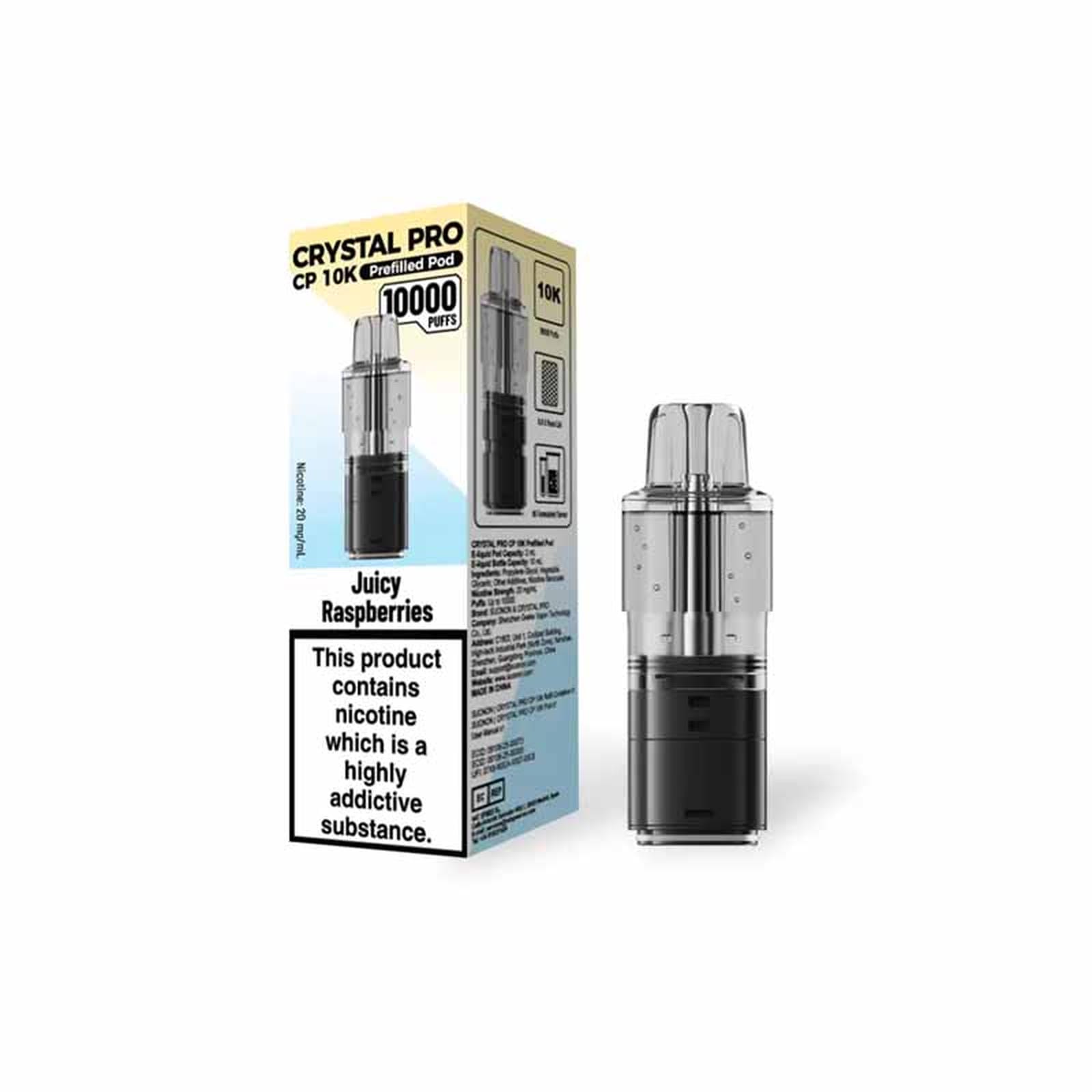CRYSTAL PRO CP10K Prefilled Replacement Pod, Juicy Raspberries Flavour
