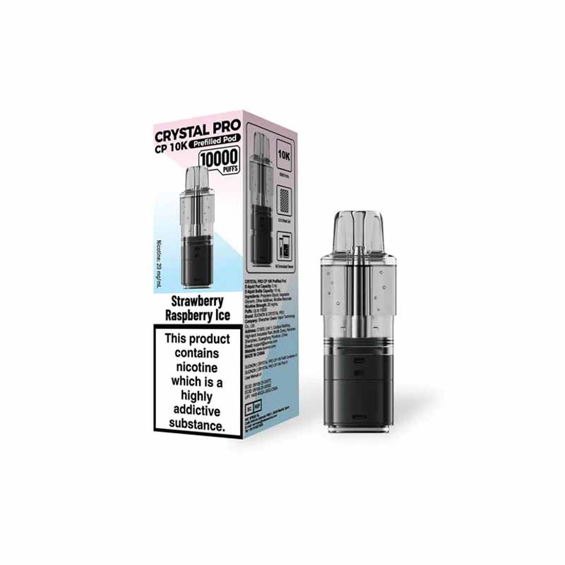 CRYSTAL PRO CP10K Prefilled Replacement Pod, Strawberry Raspberry Ice Flavour