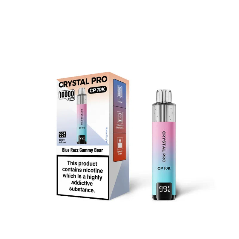 Crystal Pro Cp 10k Puffs Prefilled Pod Vape Kit, Blue Razz Gummy Bear Flavour