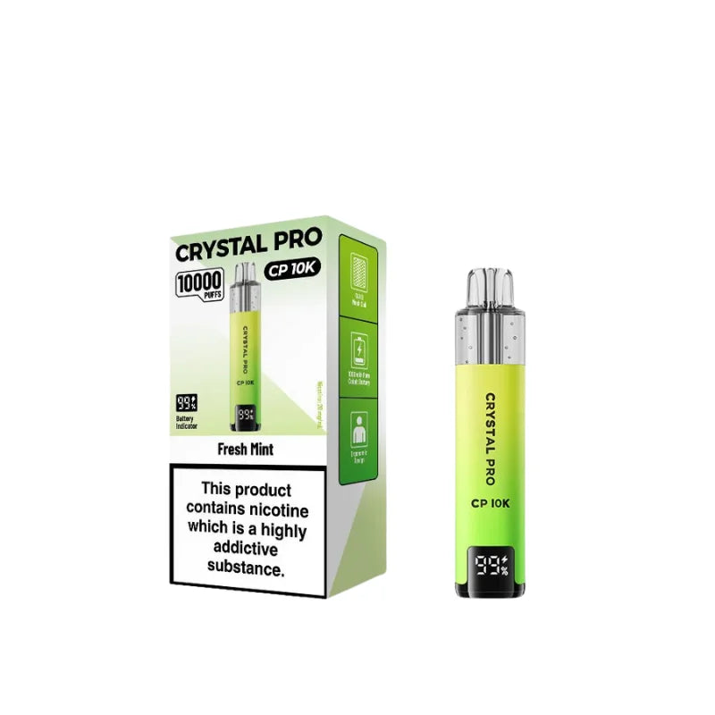 Crystal Pro Cp 10k Puffs Prefilled Pod Vape Kit, Fresh Mint Flavour