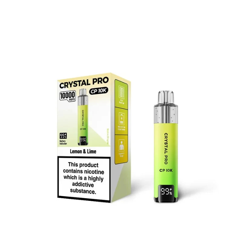 Crystal Pro Cp 10k Puffs Prefilled Pod Vape Kit, Lemon Lime Flavour