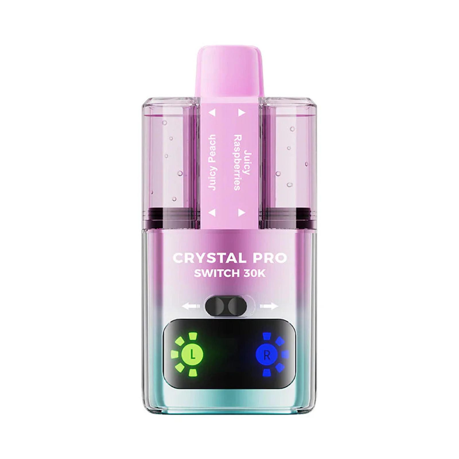 Crystal Pro Switch 30K Puffs Prefilled Pod Kit Box of 5, Juicy Peach, Juicy Raspberries Flavour