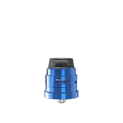 Blue Damn Vape Nitrous RDA with dual cap, front view, on a white background.