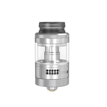 Front view of the Nitrous RTA 22mm in stainless steel, showing adjustable airflow and knurled top cap.