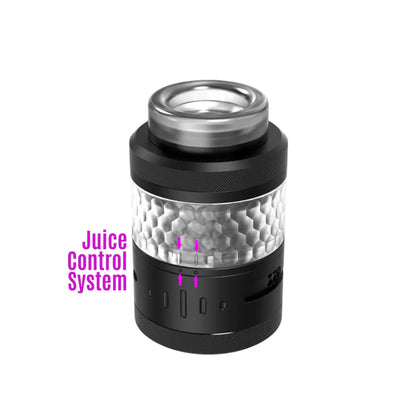 Nitrous 24 RTA By Damn Vape X Koko Sarang Displaying the Juice Control System With Arrows up and down