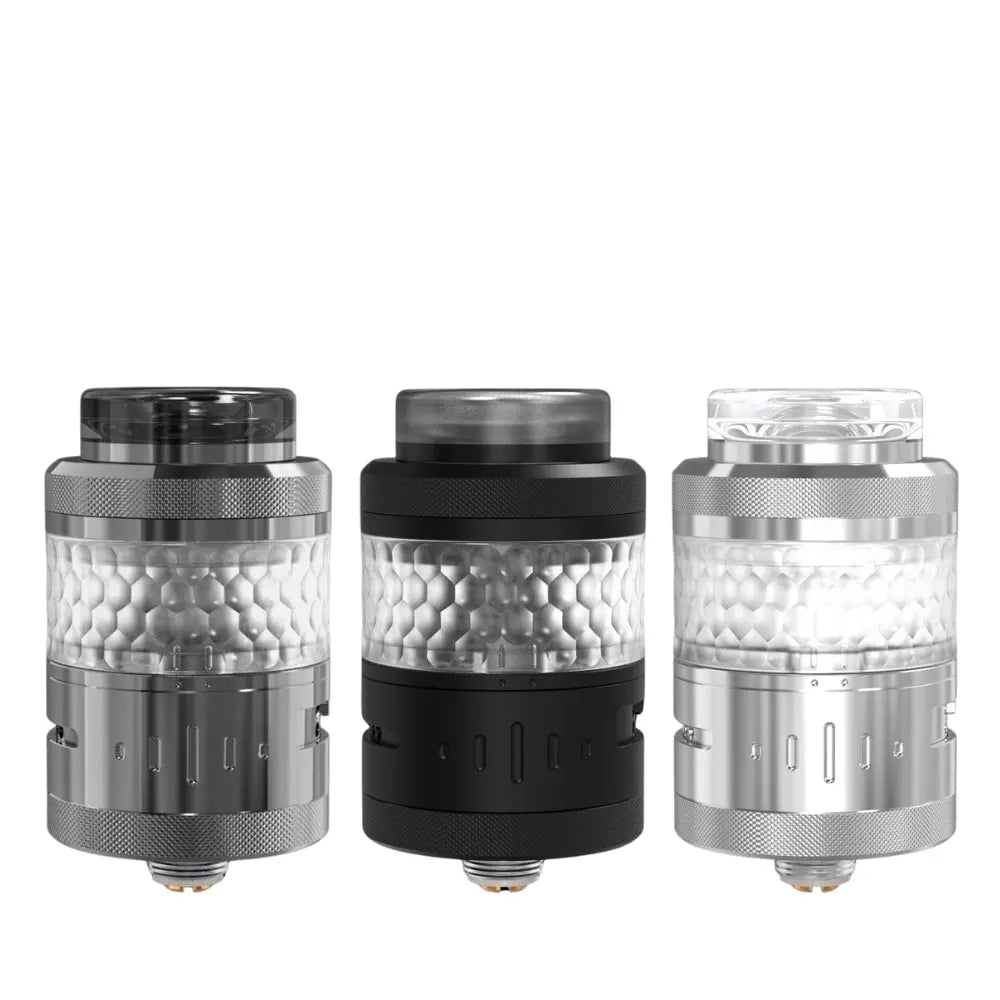 Nitrous 24 RTA By Damn Vape X Koko Sarang In 3 Different Colours: Shiny Gunmetal, Matte Black & Shiny Gunmetal