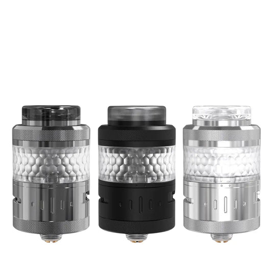 Nitrous 24 RTA By Damn Vape X Koko Sarang In 3 Different Colours: Shiny Gunmetal, Matte Black & Shiny Gunmetal