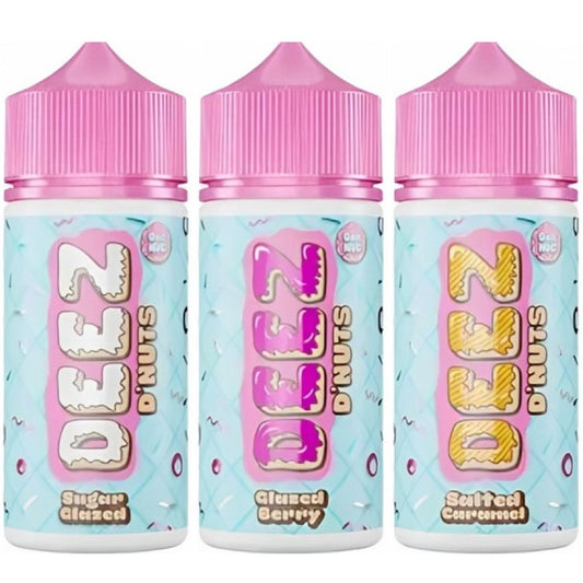 Deez D Nuts 100ml Shortfill E Liquid, Sugar Glazed, Glazed Berry, Salted Caramel Flavour