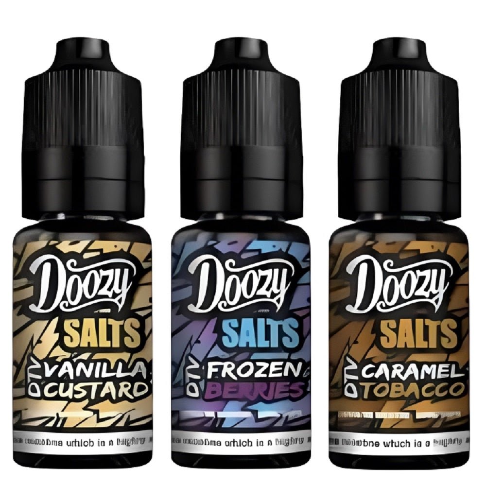 Doozy Vape Nic Salt 10ML Pack of 10 Available In Vanilla Custard Frozen Berries Caramel Tobacco Flavour 
