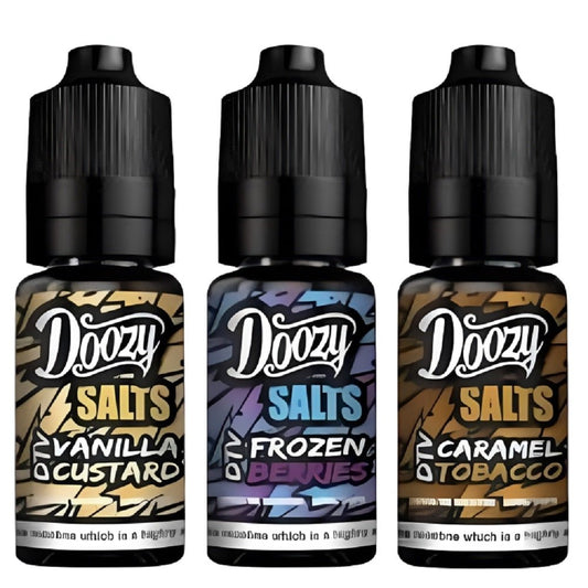 Doozy Vape Nic Salt 10ML Pack of 10 Available In Vanilla Custard Frozen Berries Caramel Tobacco Flavour 