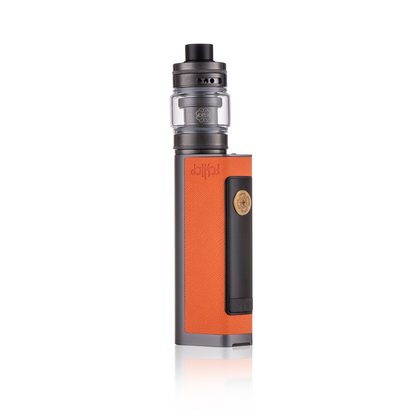 Orange Dotmod Dotbox 100W vape kit with sleek design and gold accents.
