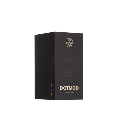 Dotmod dotTank Max packaging, black box with gold logo and text.