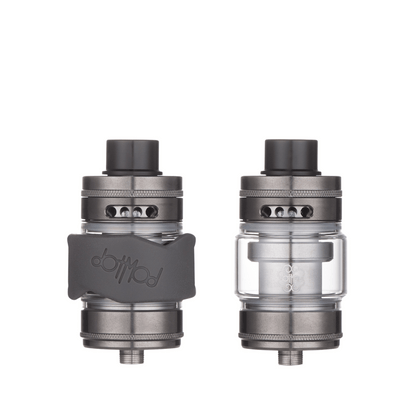 Dotmod DotTank Max Sub-Ohm Tank, sleek design, silver finish, dual coil setup.