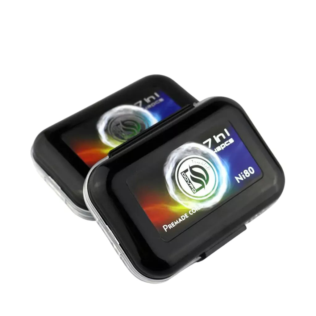 Dovpo 7 in 1 Premade Coil Pack in a black box made from Ni80 Material.