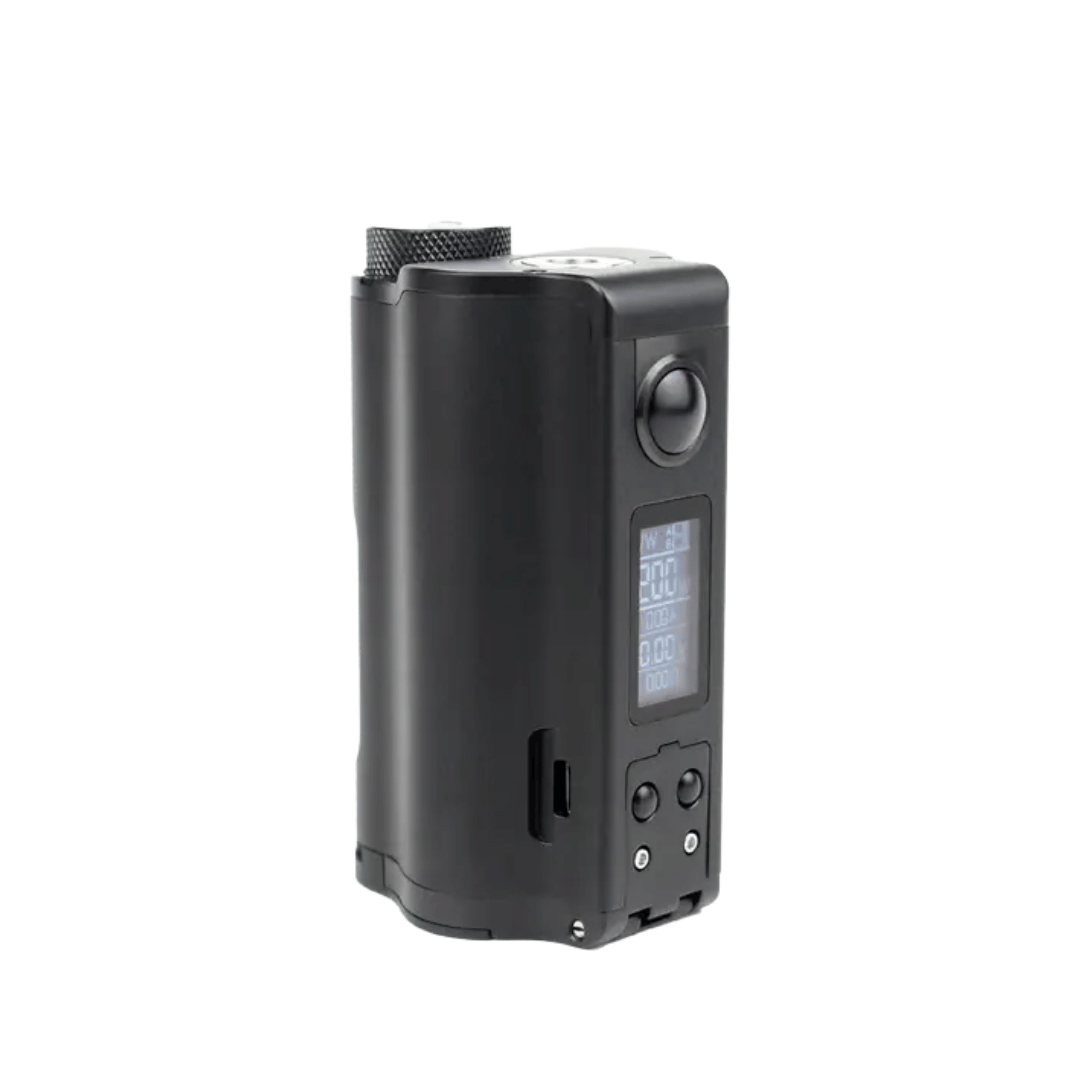 Dovpo Topside Dual Squonk Mod in black with screen and buttons visible.