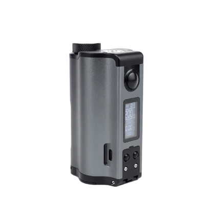 Dovpo Topside Dual Squonk Mod in gunmetal with display and buttons visible.
