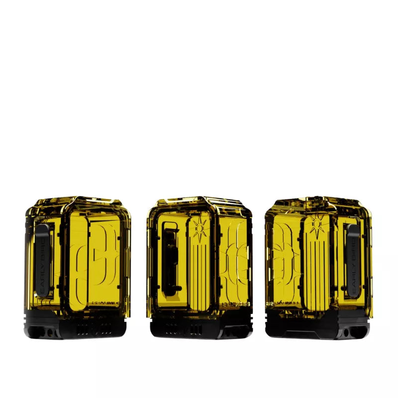 Early Bird Compass Boro Tanks from three angles in amber.