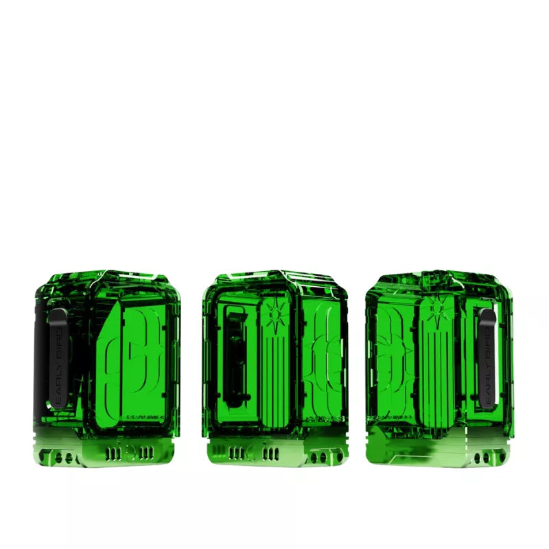 Early Bird Compass Boro Tanks from three angles in green.