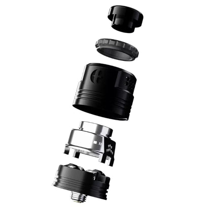 Exploded view of Turnstone RDA By Early Bird in Matte black on a white background.