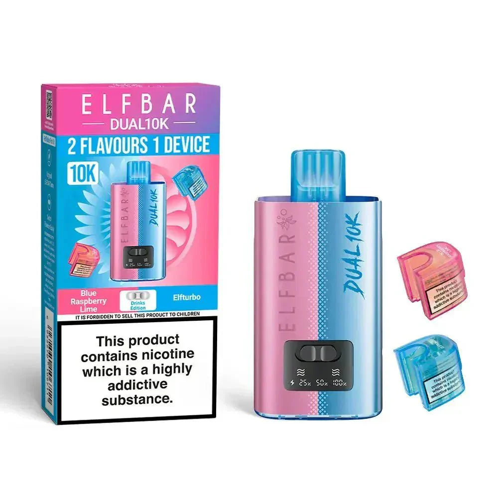 Elf B Dual 10K Puffs Prefilled Pod Vape kit Box of 5, Blue Raspberry Lime Flavour