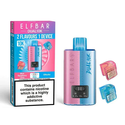 Elf B Dual 10K Puffs Prefilled Pod Vape kit Box of 5, Blue Raspberry Lime Flavour