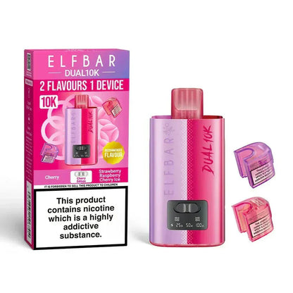 Elf B Dual 10K Puffs Prefilled Pod Vape kit Box of 5, Cherry, Strawberry Raspberry Cherry Ice Flavour