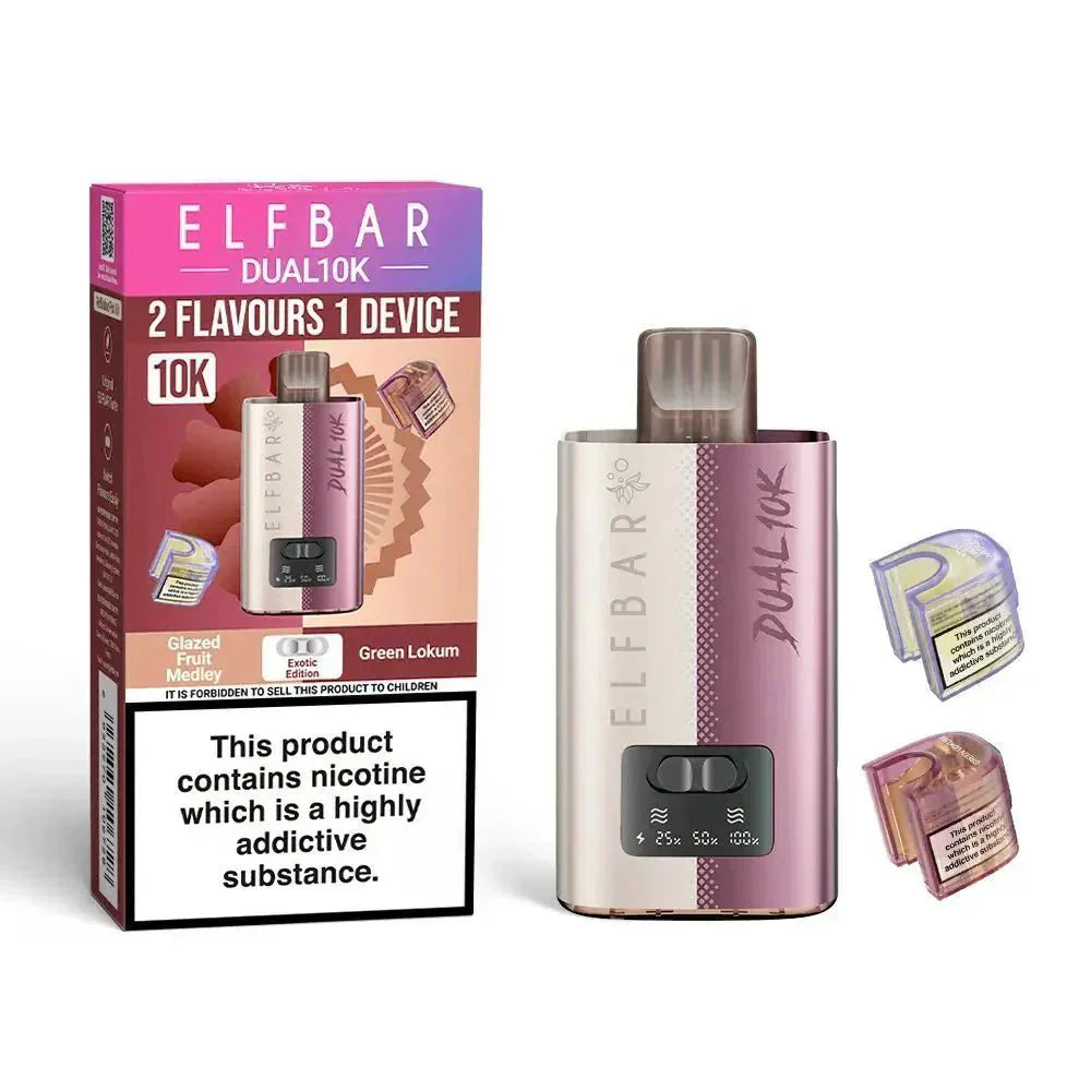 Elf B Dual 10K Puffs Prefilled Pod Vape kit Box of 5, Green Lokum Flavour