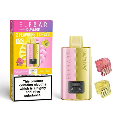 Elf B Dual 10K Puffs Prefilled Pod Vape kit Box of 5, Pink Lemonade, Cherry Ice Flavour
