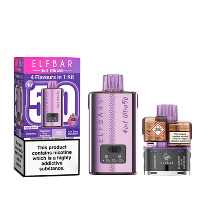 Elf Bar 4 in 1 Ultra 50 Prefilled Pod Vape Kit in Purple Edition Flavour
