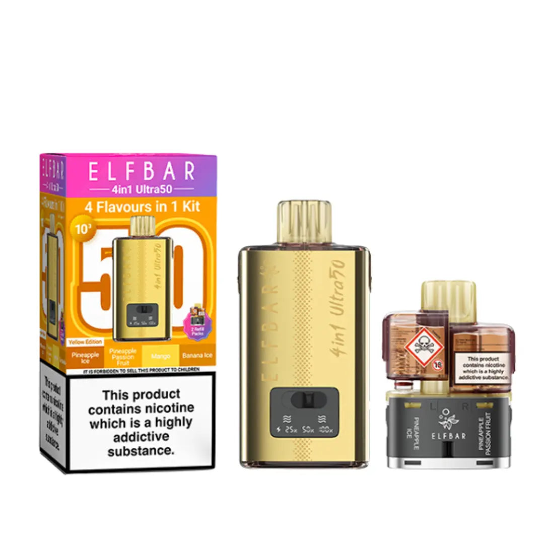 Elf Bar 4 in 1 Ultra 50 Prefilled Pod Vape Kit in Yellow Edition Flavour