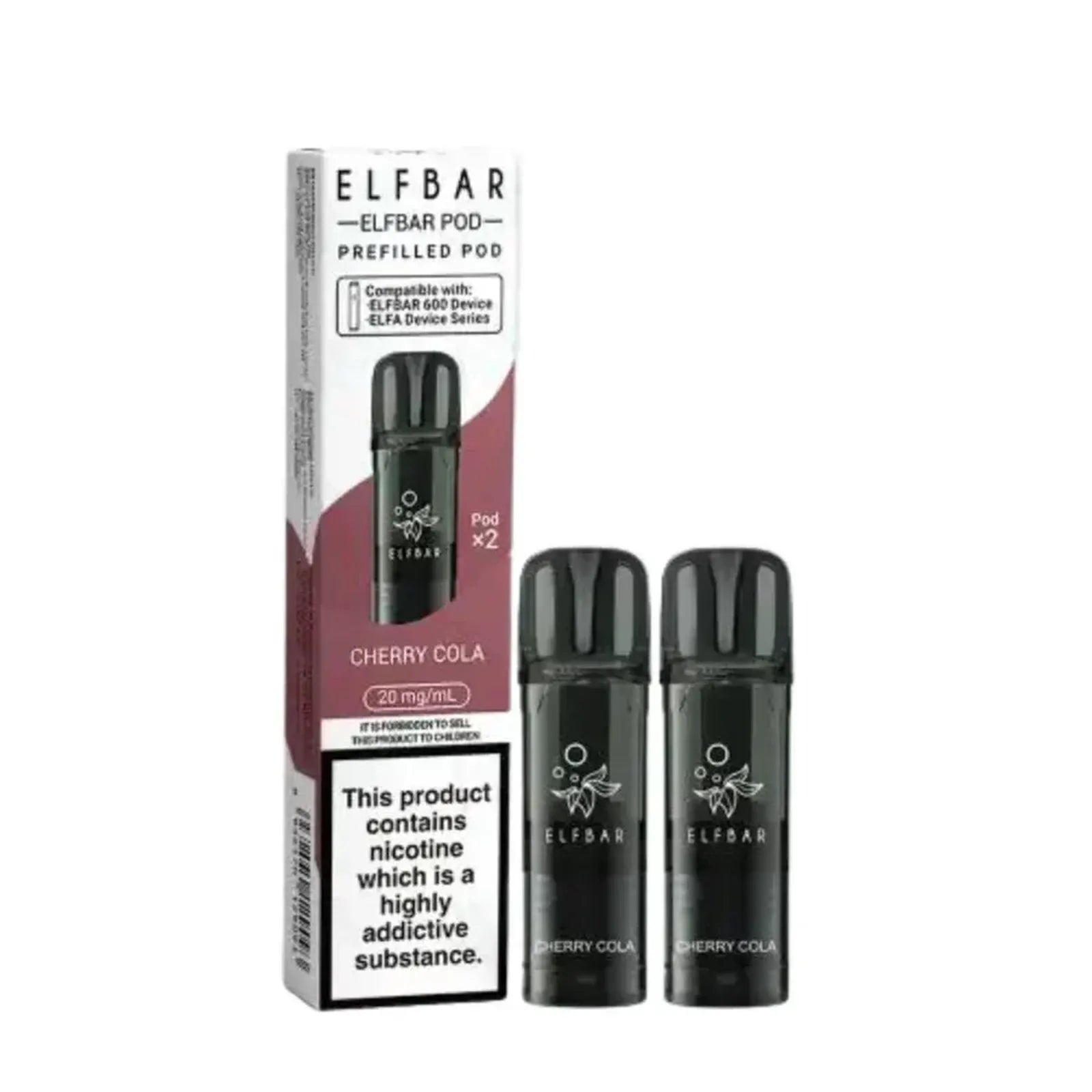 Elf Bar 600 Prefilled Pods Box of 10, Cherry Cola Flavour 