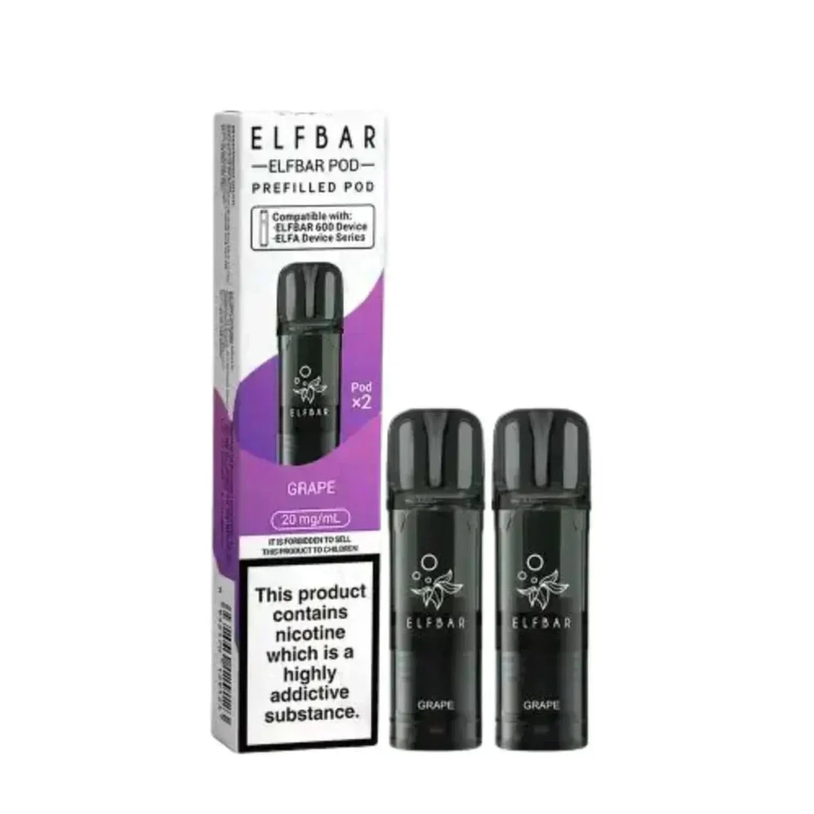 Elf Bar 600 Prefilled Pods Box of 10, Grape Flavour