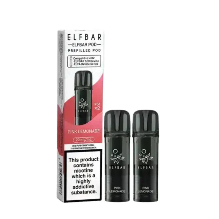 Elf Bar 600 Prefilled Pods Box of 10, Pink Lemonade Flavour 