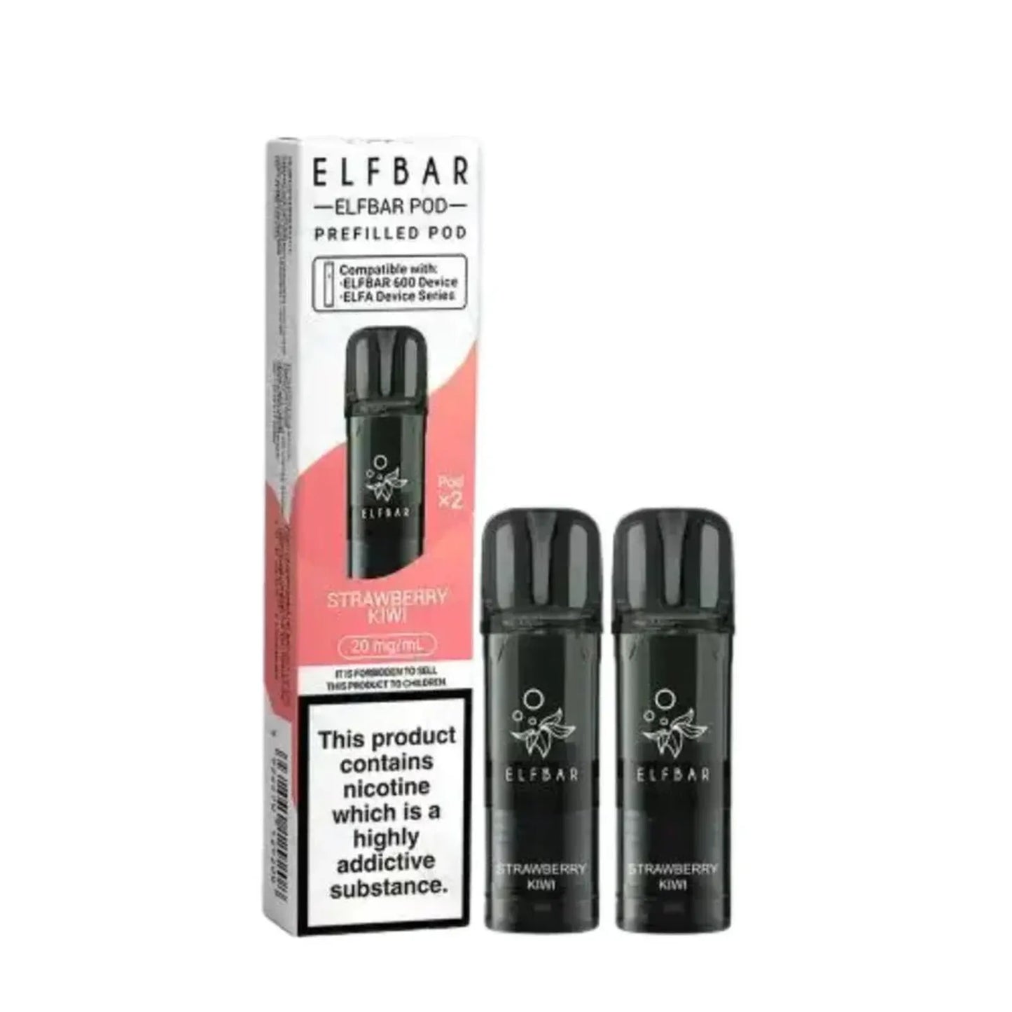 Elf Bar 600 Prefilled Pods Box of 10, Strawberry Ice Flavour 