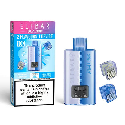 Elf Bar Dual 10K Disposable Kit with dual flavour options Acai Berry Lemonade and Acai Berry Blueberry pods