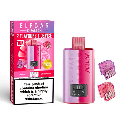 Elf Bar Dual 10K Disposable Kit with dual flavour options Cherry and Watermelon pods