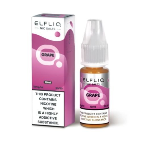 Elf Bar Elf Liq Nic Salt 10ml Box of 10, Grape Flavour 