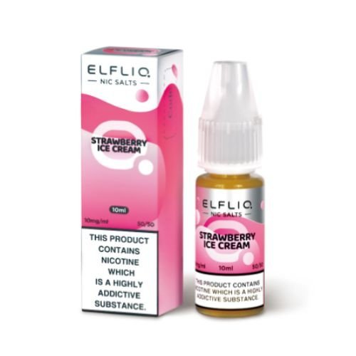 Elf Bar Elf Liq Nic Salt 10ml Box of 10, Strawberry Ice cream Flavour 