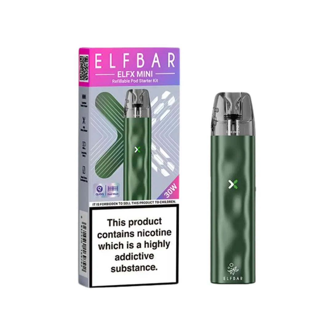 Elf Bar ELFX Mini pod mod 30W Forest refillable starter kit with retail packaging and instructions