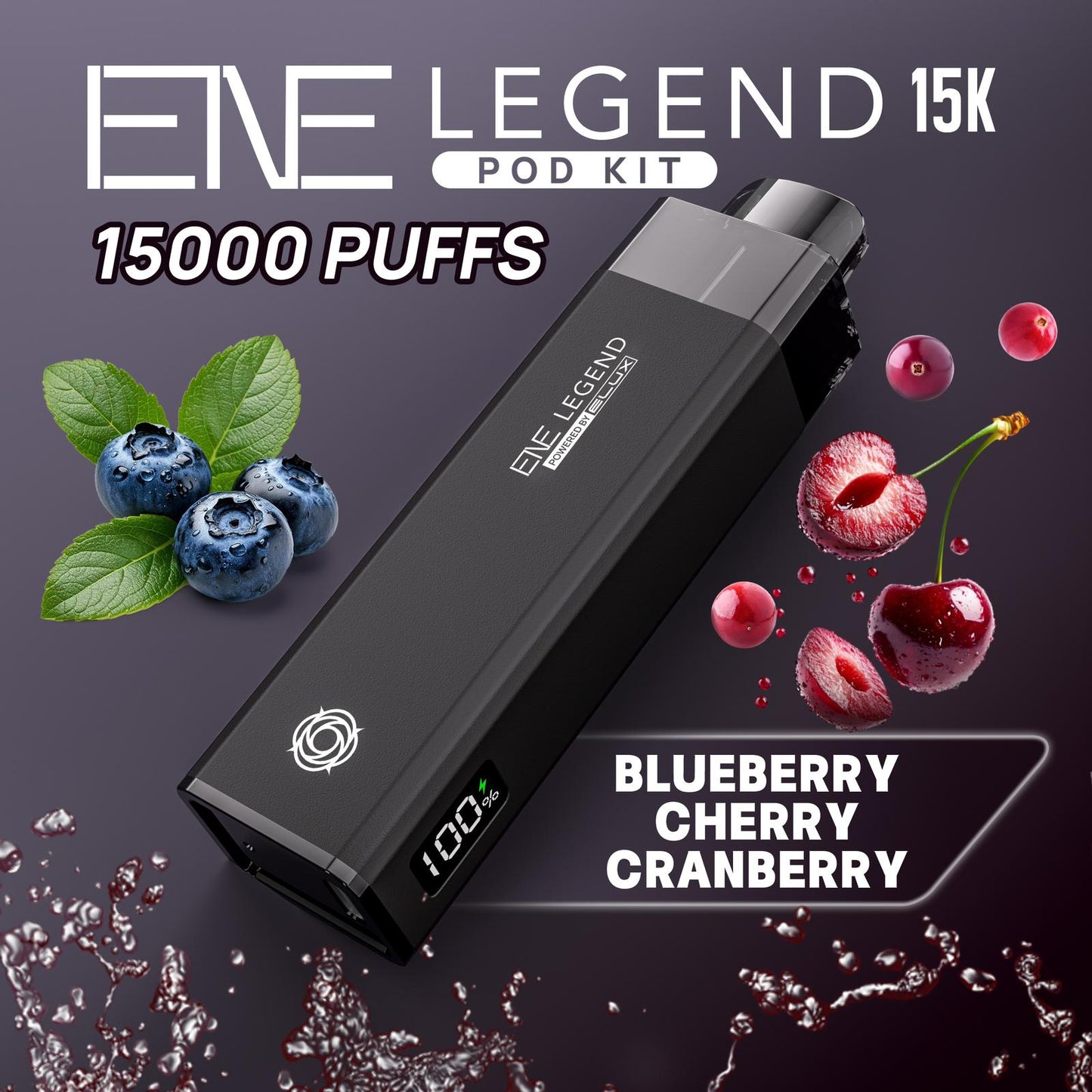 Elux ENE Legend 15k Puffs Prefilled Pod Kit Box of 5, Blueberry Cherry Cranberry Flavour