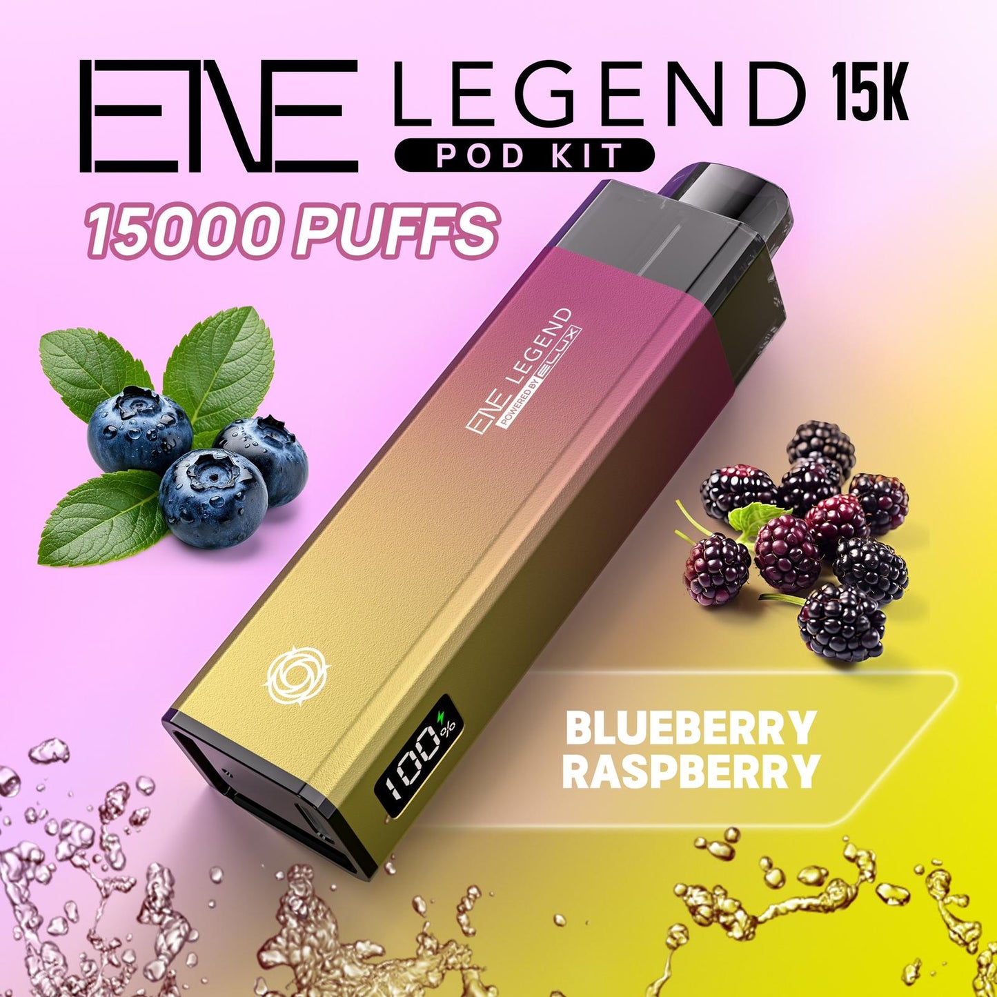 Elux ENE Legend 15k Puffs Prefilled Pod Kit Box of 5, Blueberry Raspberry Flavour