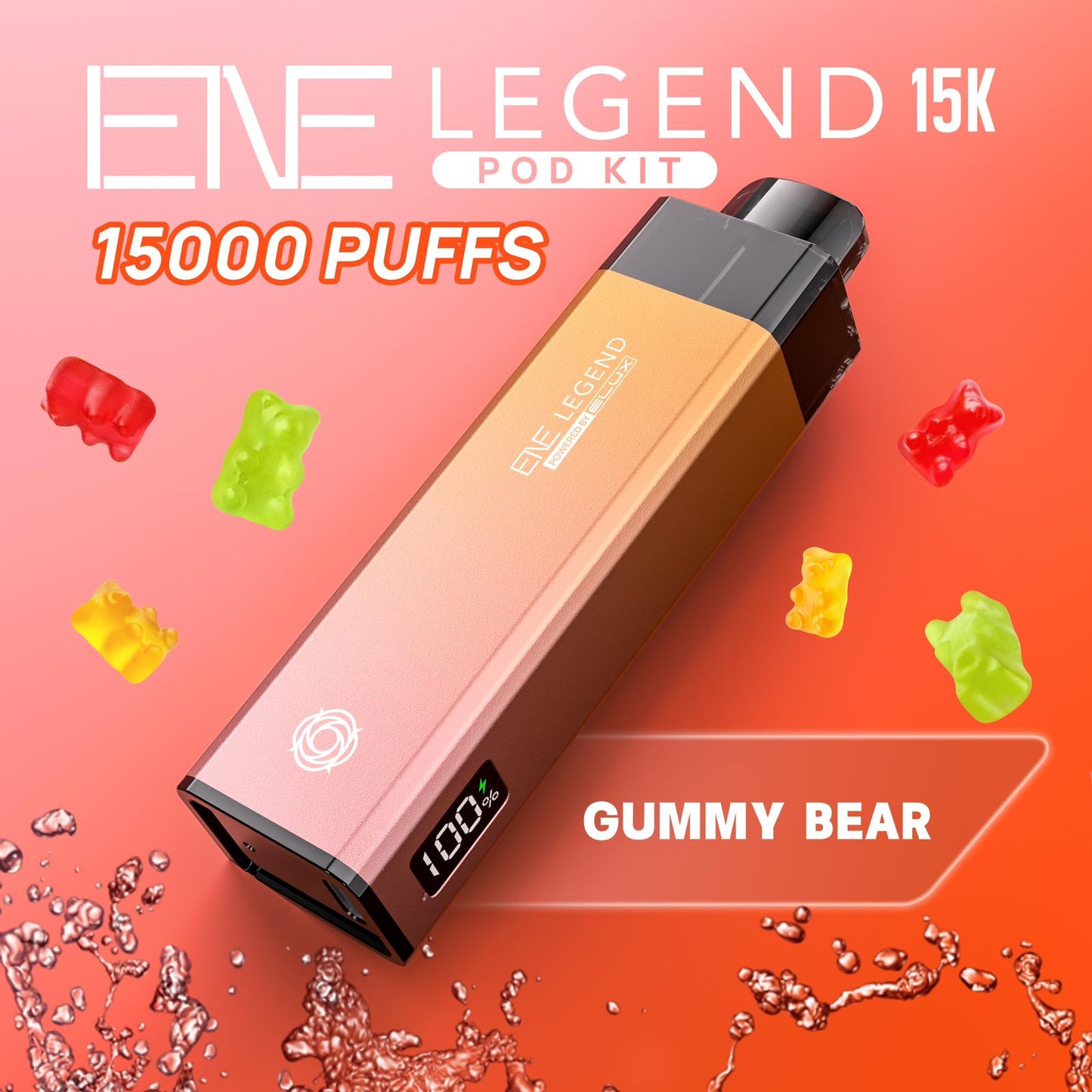 Elux ENE Legend 15k Puffs Prefilled Pod Kit Box of 5, Gummy Bear Flavour