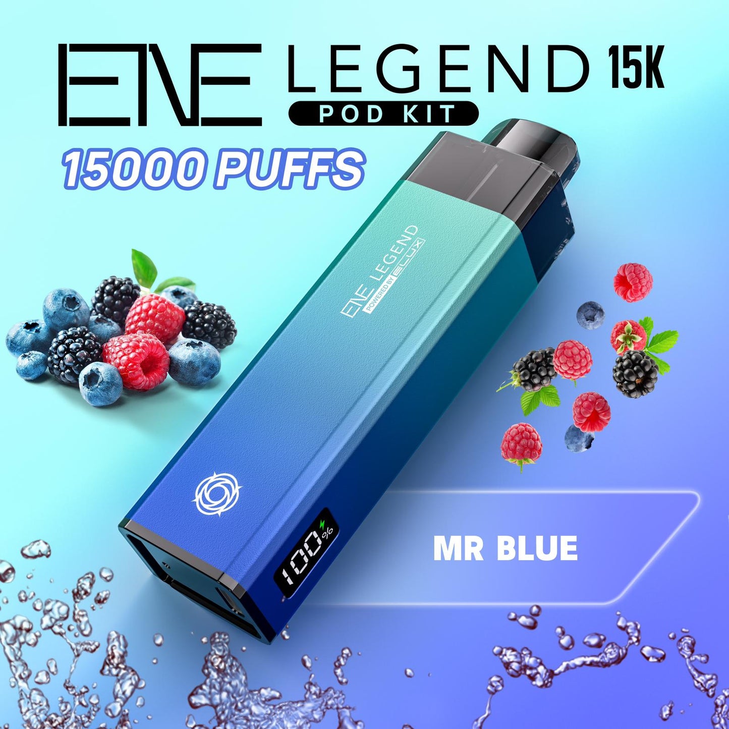 Elux ENE Legend 15k Puffs Prefilled Pod Kit Box of 5, Mr Blue Flavour