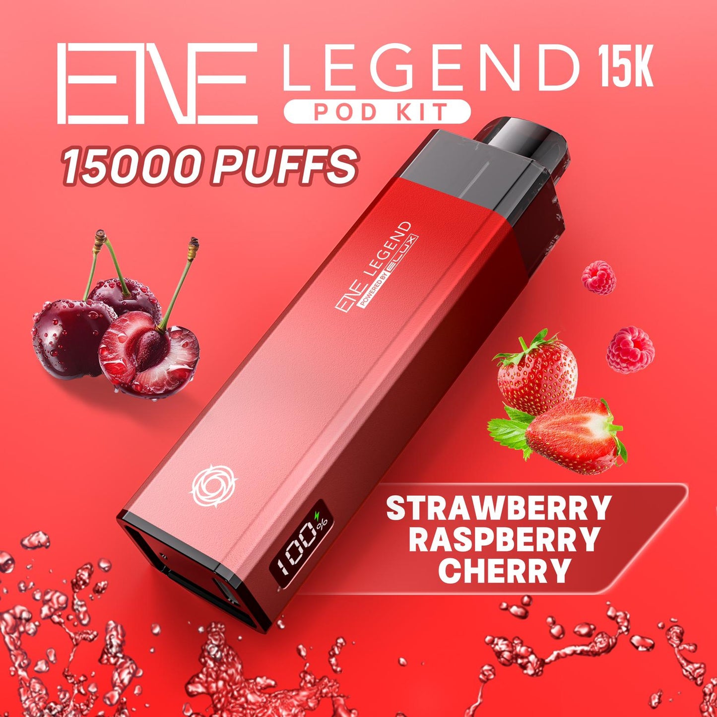 Elux ENE Legend 15k Puffs Prefilled Pod Kit Box of 5, Strawberry Raspberry Cherry Flavour